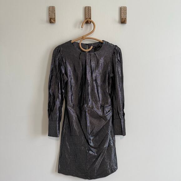 NWT Maje Ralery Metallic Mini Dress in Argent Silver - 36 (Small) - Picture 3 of 6